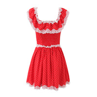 Lace stitching one-shoulder mini dress slim sexy short skirt - Thumbnail 1