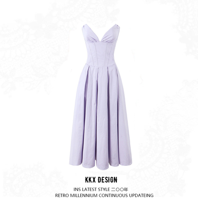 Deep v-neck tube top dress chic fishbone waist long dress sexy party dress - Thumbnail 4