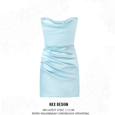 Tube top slim short dress sexy backpack hip mini skirt
