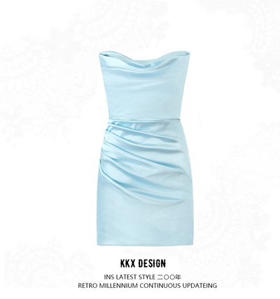 Tube Top Slim Short Dress Sexy Backpack Hip Mini Skirt