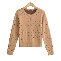 Small Polka Dot Single Breasted Knit Cardigan - Thumbnail 2