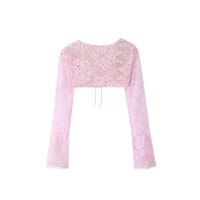 Pink lace suspender dress cape two piece hottie suit - Thumbnail 2