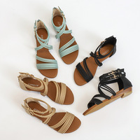  Summer New Cross Strap Open Toe Casual Strap Roman Shoes Wedge Heel Sandals Women  Wild Large Size Women's Shoes - Thumbnail 3