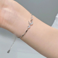 Sweet Girls Moon Cherry Blossom Bow Zircon Bracelets Elegant Crystal Flowers Bracelet for Women Jewelry Gift - Thumbnail 1