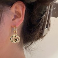  Fashion Light Luxury Unique Creative Earring Vintage Gold Plated Zircon Letter Earrings for Women Accessory Party Jewelry Gift ﻿ - Thumbnail 2