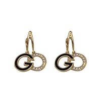  Fashion Light Luxury Unique Creative Earring Vintage Gold Plated Zircon Letter Earrings for Women Accessory Party Jewelry Gift ﻿ - Thumbnail 3