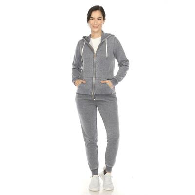 White mark women's 2 piece burnout hoodie and jogger set