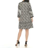 White Mark Women's Leopard Print 3/4 Sleeve Shift Dress - Thumbnail 1