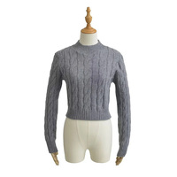 Basic half turtleneck cable knit pullover sweater - Thumbnail 2
