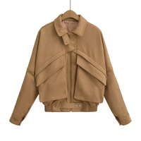 Suede jacket retro loose street distressed lapel work jacket top - Thumbnail 2