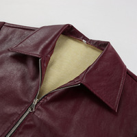 Vintage motorcycle style burgundy leather jacket - Thumbnail 1
