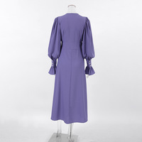Waist-length purple A-line dress - Thumbnail 1