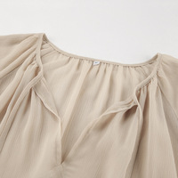 Sexy see-through chiffon dress with loose khaki bat sleeve long skirt - Thumbnail 4