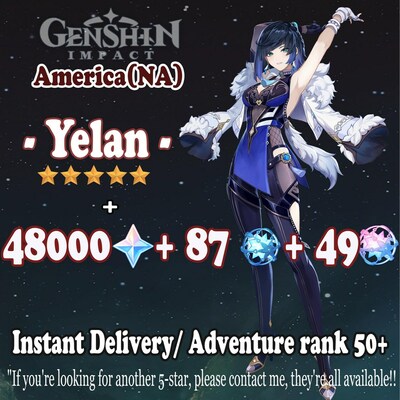 NA Instant Delivery | America | 48000+ Primogems | Genshin Impact Yelan AR50+