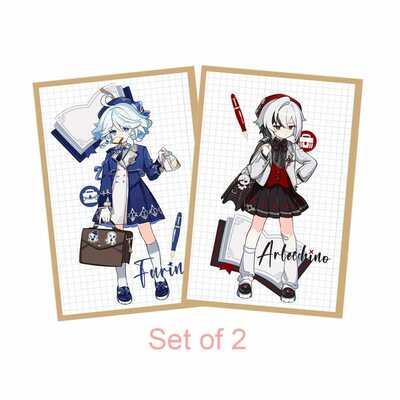 Genshin impact - early spring entrance ceremony - digital prints (8.3x5.5in) - set of 2 - featuring: furina and arlecchino!