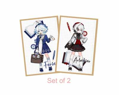 Genshin Impact - Early Spring Entrance Ceremony - Digital Prints (8.3x5.5in) - Set of 2 - Featuring: Furina and Arlecchino!