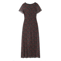 Retro Rose Floral V-Neck Queen Dress - Thumbnail 1