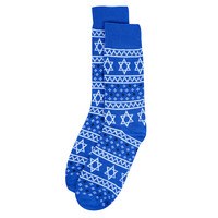 Men's Star of David Hanukkah Novelty Socks Blue and White Star of David Gift - Thumbnail 1