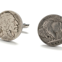 Native American Head Bison Nickel Cufflinks Minted in 1913-1938 United states Early Coin Cuff Links Backing America Frontier - Thumbnail 2