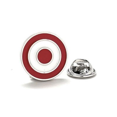 Bullseye lapel pin red and white target enamel pin lanyard pin tie tack 3d design silver trim