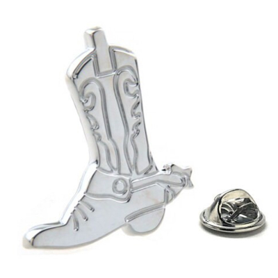 Cowboy boot pin silver enamel pin old west western lapel pin outlaws tie tack pin