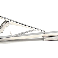 Crusaders Shield Tie Clip Jerusalem Cross Cut White and Red Enamel Design Silver Tone 3D Five-Fold Cross Tie Bar - Thumbnail 2