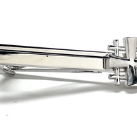 Jerusalem Cross Tie Bar Crusaders Shield Cut Out Design Silver Tone 3D Five-Fold Cross Tie Bar - Thumbnail 2