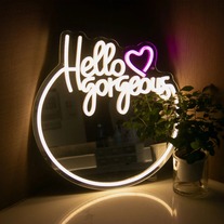 1PC Hello Gorgeous Makeup Mirror, Neon Light Wall Decoration