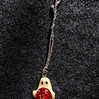 D12 glow ghost dnd necklace