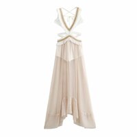 Fashion hollow lace tassel splicing mesh sleeveless dress - Thumbnail 1