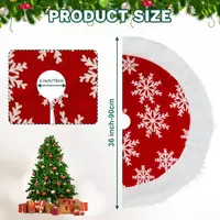 Christmas Tree Skirt Red White Plush Skirts Christmas Decorations Indoor Xmas Ornaments Holiday Decor - Thumbnail 1
