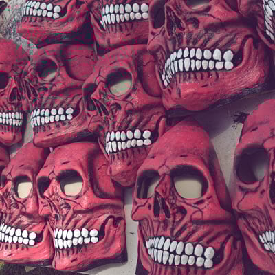 Mister skulch red -- full head latex halloween mask -- factory edition