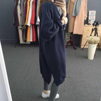 Winter women's clothing new jacket loose large size medium long thick velvet hoodie korean version trend