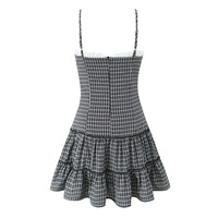 Vintage Plaid Lace Bow Sling Dress - Thumbnail 4