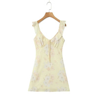 French retro small fresh print suspender dress - Thumbnail 2