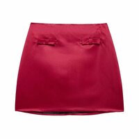 Bow Decorated Satin Suit + Skirt Set - Thumbnail 2