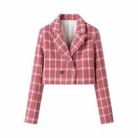 Street Fashion Short Plaid Jacket - Thumbnail 2