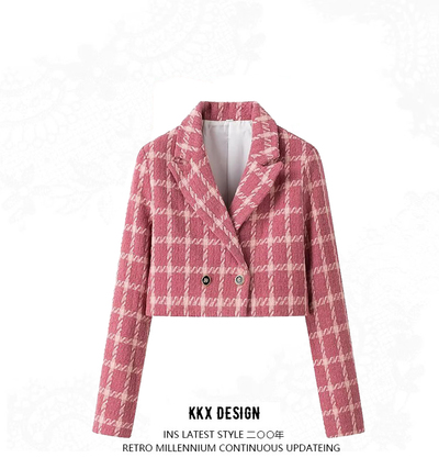 Street Fashion Short Plaid Jacket