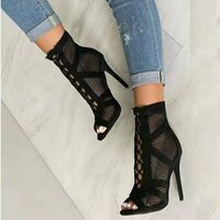 Hollow Out Shoes fish mouth High Heel Sandals - Thumbnail 2
