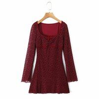 Floral flocking print butterfly tie shoulder short sleeve dress - Thumbnail 1