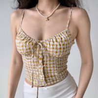 Cutout Daisy Plaid Tank Top - Thumbnail 1