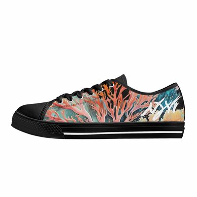 Womens coral black sneakers