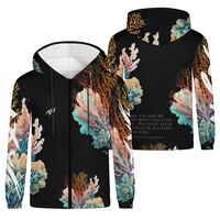 Adult Unisex Coral Black Hoodie.  - Thumbnail 4