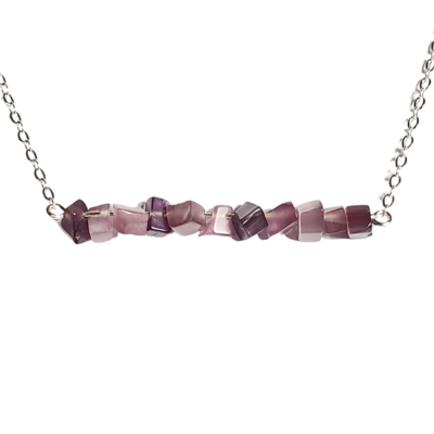 Purple glass chip necklace