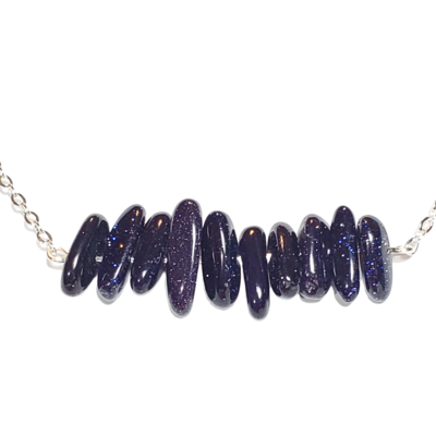 Midnight blue goldstone chip necklace