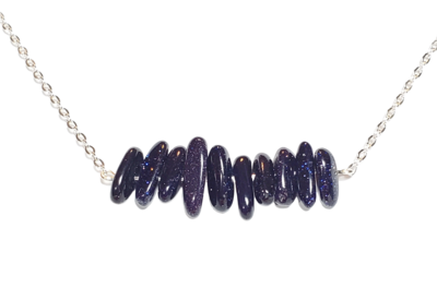 Midnight Blue Goldstone Chip Necklace