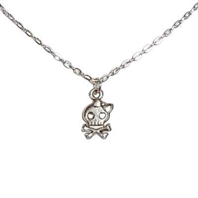 Petite dainty skull and bones necklace for layering