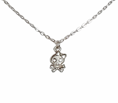 Petite Dainty Skull and Bones Necklace for Layering