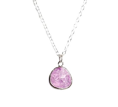 Dainty Minimalist Purple Crackle Teardrop Necklace