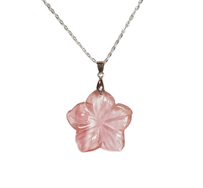 Pink Glass Flower Necklace